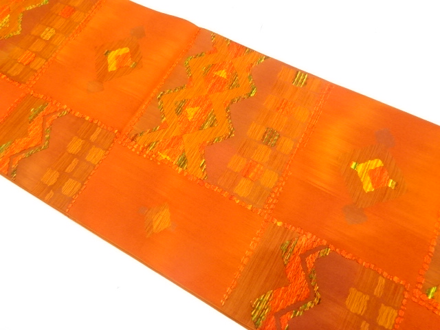 JAPANESE FUKURO OBI / UNUSED / WOVEN GEOMETRIC